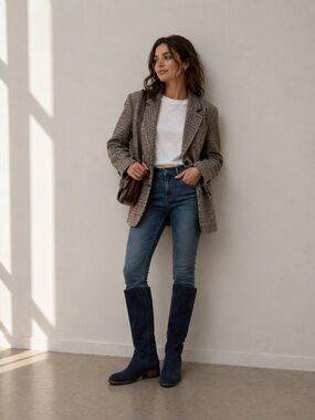 Very Volatile Blue Suede Knee-High Heeled Boots